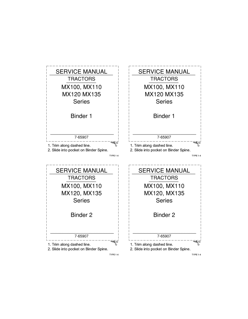 Case IH MX100, MX110, MX120, MX135 Series Tractor Service Repair Manual 7-65907 PDF