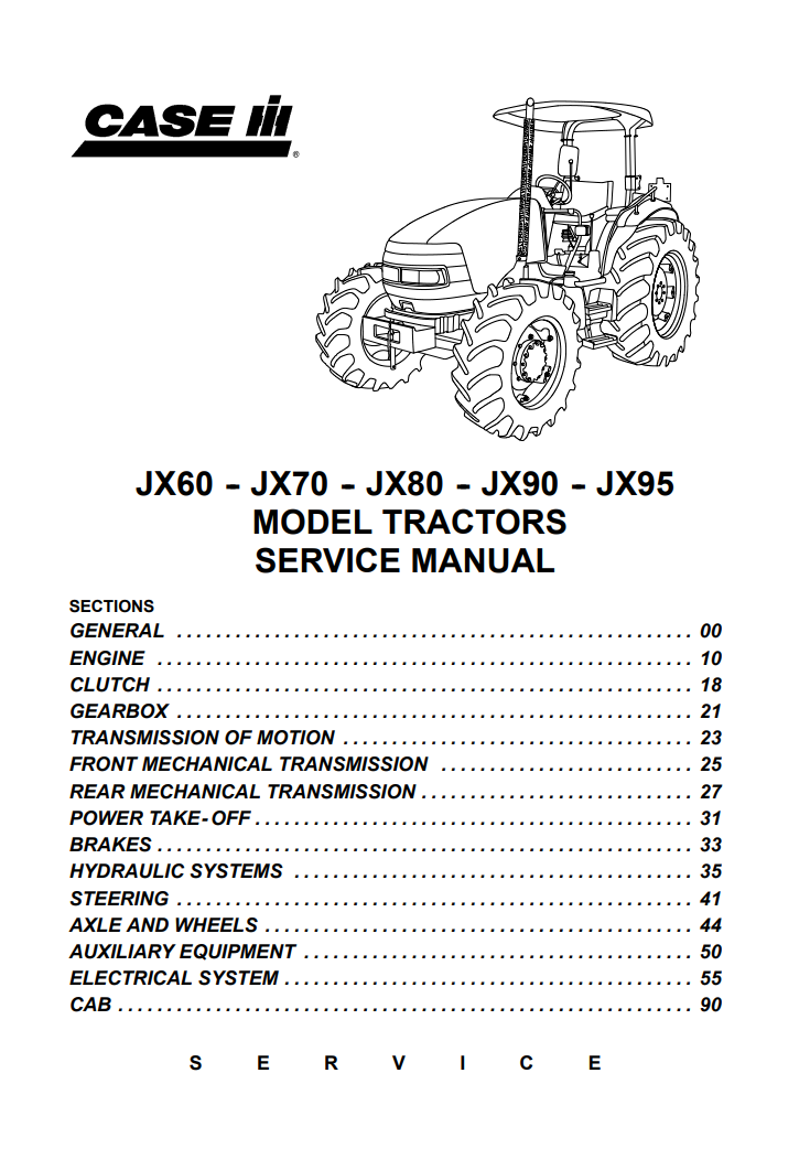 Case IH JX60, JX70, JX80, JX90, JX95 Tractor Service Repair Manual PDF