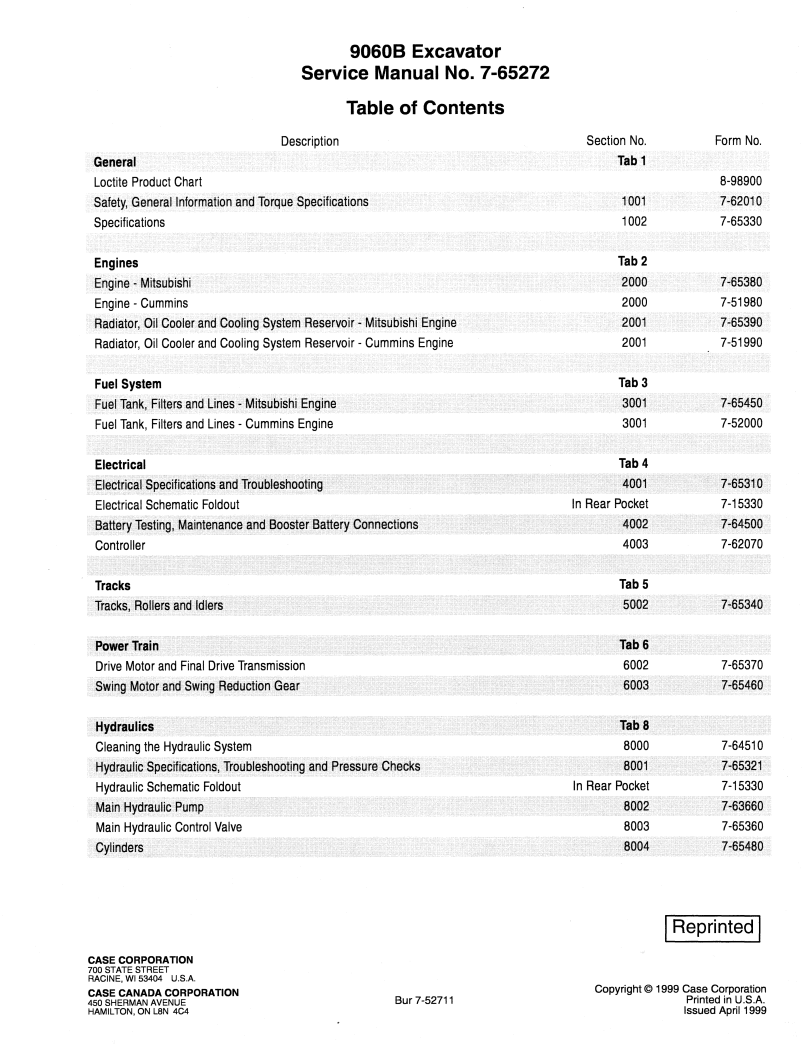 CASE 9060B Excavator Service Repair Manual PDF