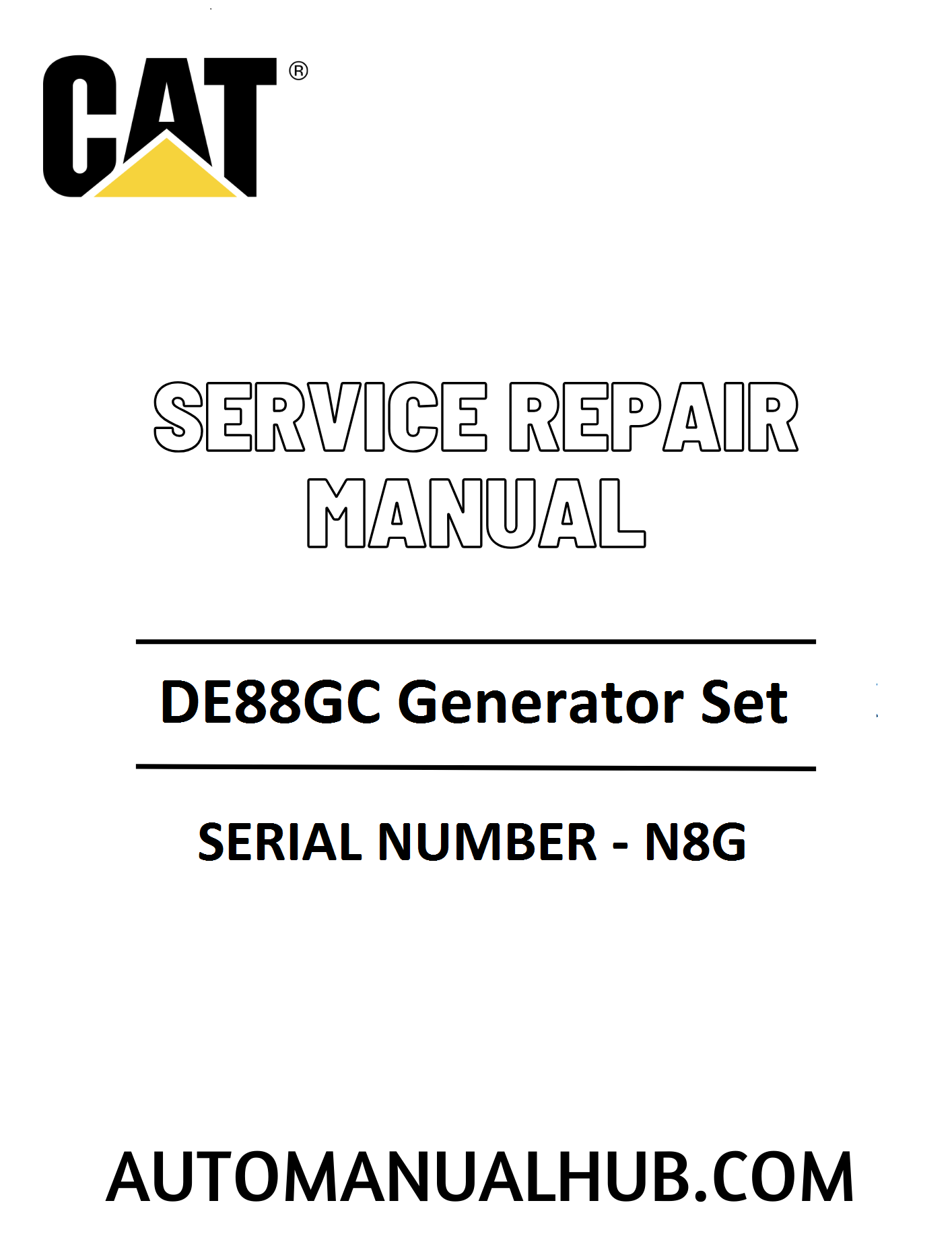 Cat Caterpillar DE88GC Generator Set Service Repair Manual