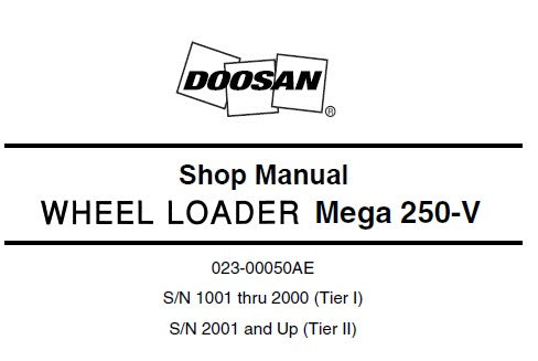 DAEWOO DOOSAN MEGA 250-V WHEEL LOADER SERVICE REPAIR SHOP MANUAL PDF DOWNLOAD