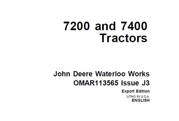 John Deere 7200 and 7400 Tractors Operator’s Manual OMAR113565 - PDF