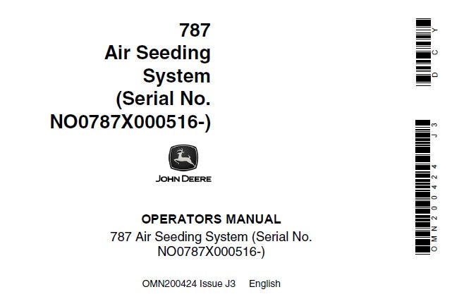 John Deere 787 Air Seeding System (Serial No. NO0787X000516-) Operator’s Manual OMN200424 - PDF