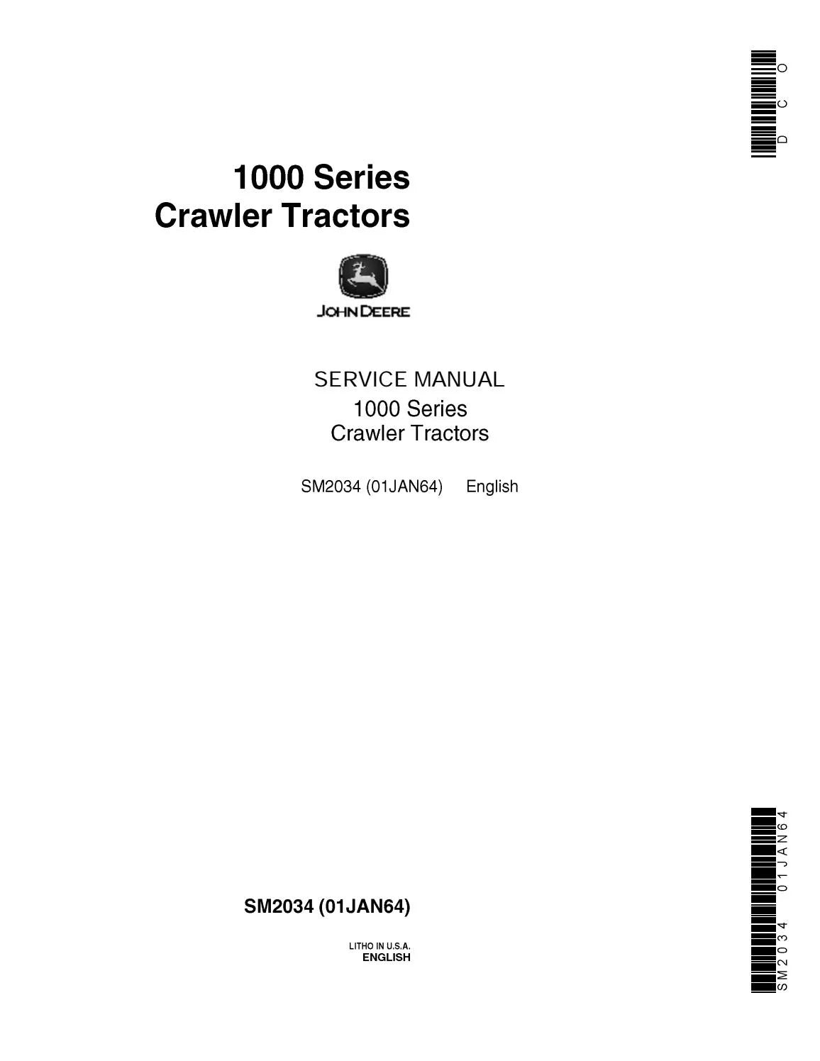 John Deere Crawler Tractors 1010 Technical Service Repair Manual SM2034 01JAN64 - PDF