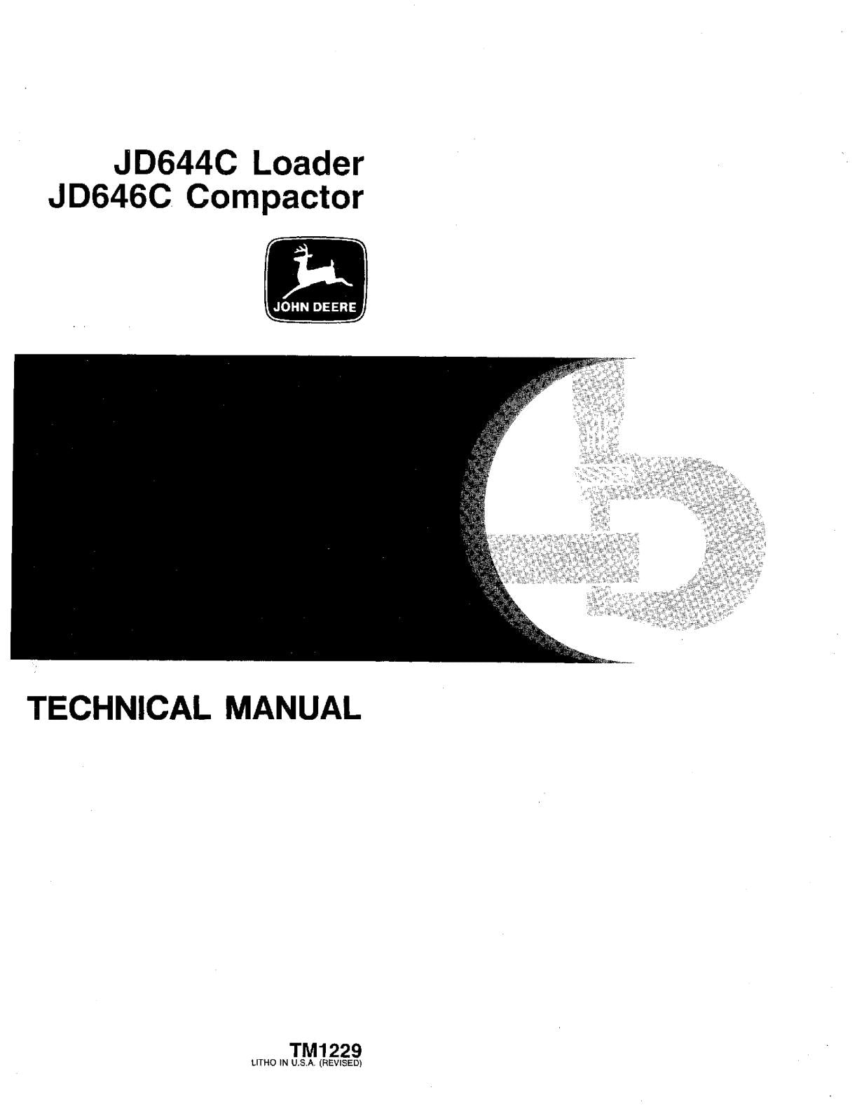 John Deere JD644C Loader, JD646C Compactor Technical Service Repair Manual TM1229 - PDF