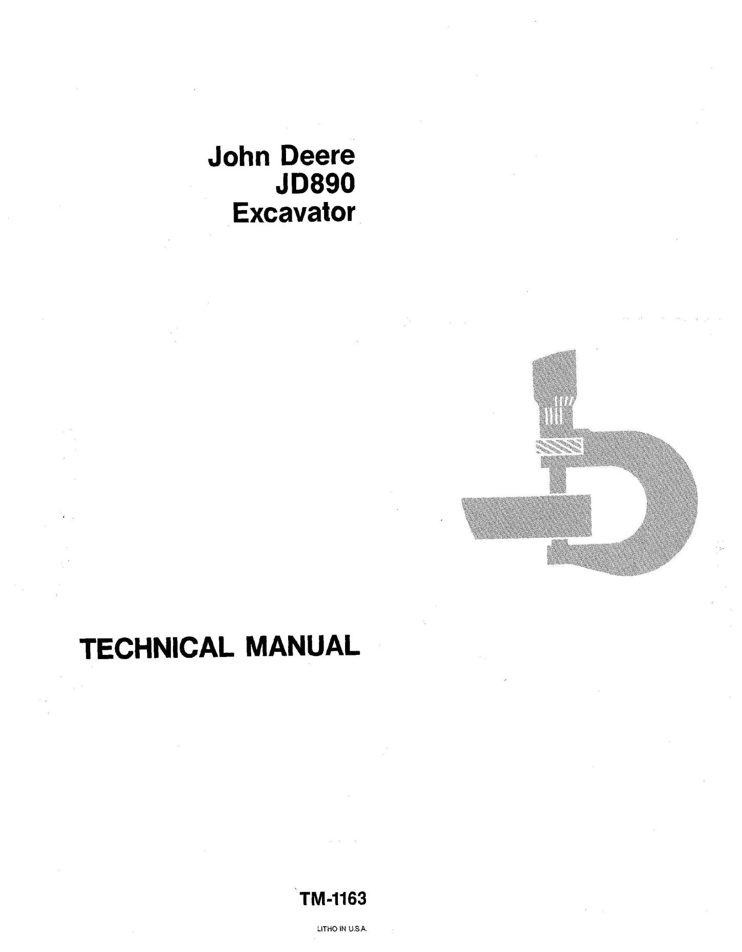 John Deere JD890 Excavator Technical Service Manual TM1163 - PDF