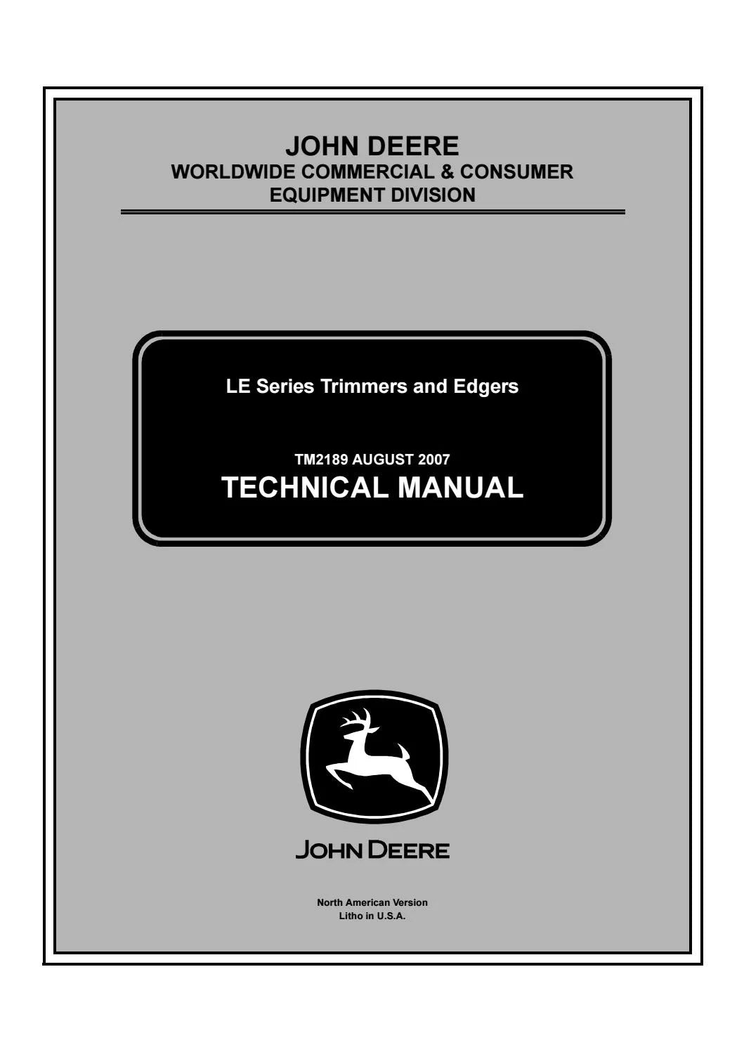 John Deere LE Series Trimmers and Edgers Technical Service Repair Manual TM2189 - PDF