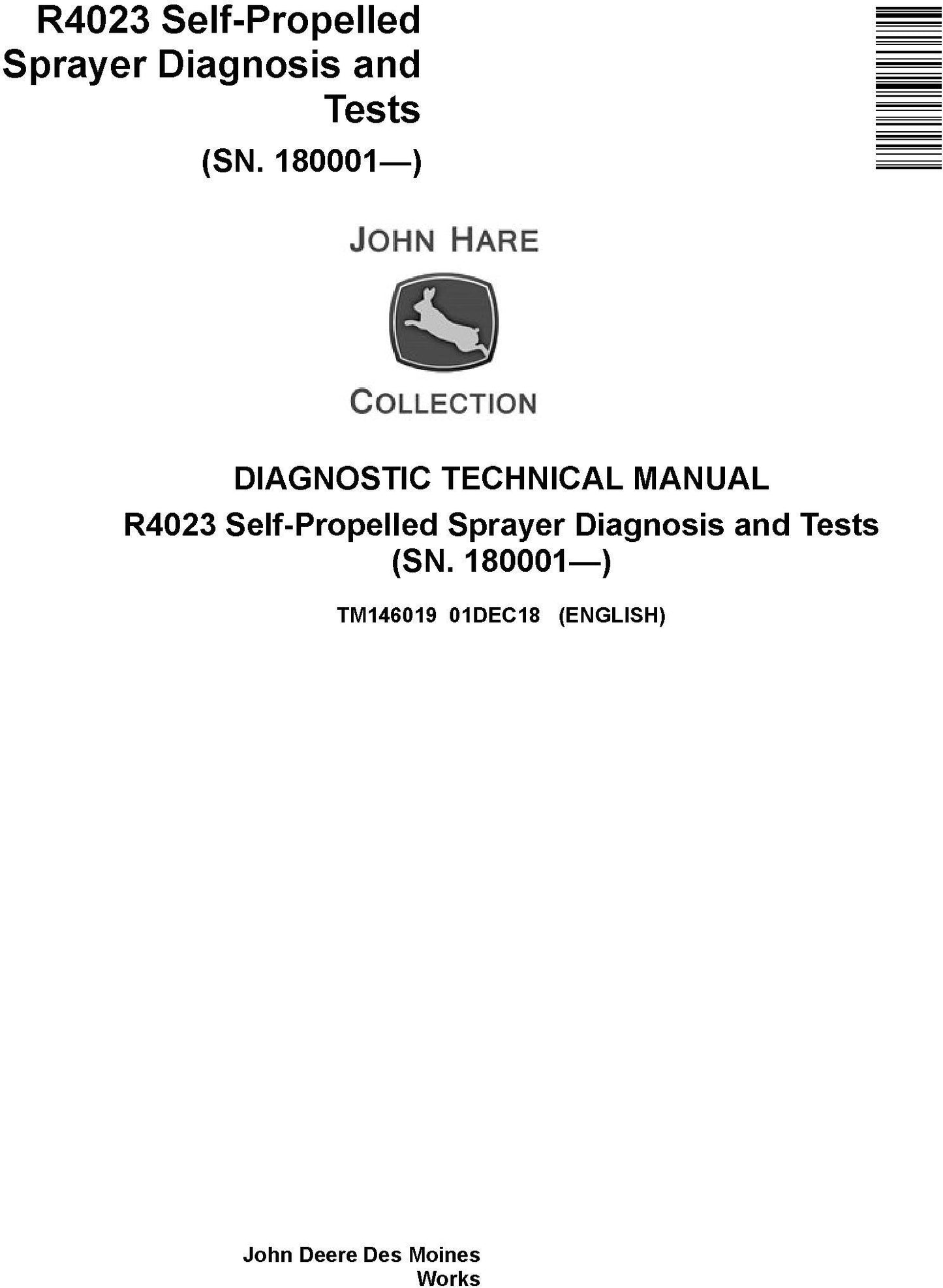John Deere R4023 Self-Propelled Sprayer Diagnostic Technical Service Manual