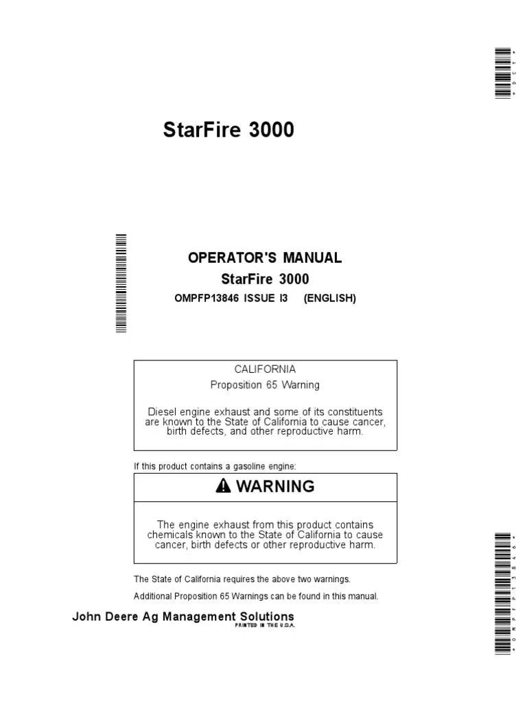John Deere Star Fire 3000 Operator's Manual OMPFP13846 - PDF