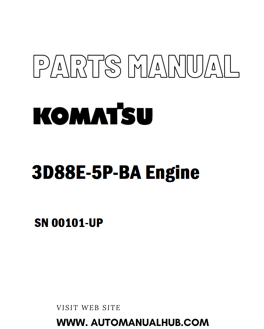 Komatsu 3D88E-5P-BA Engine Parts Manual SN 00101-UP - PDF