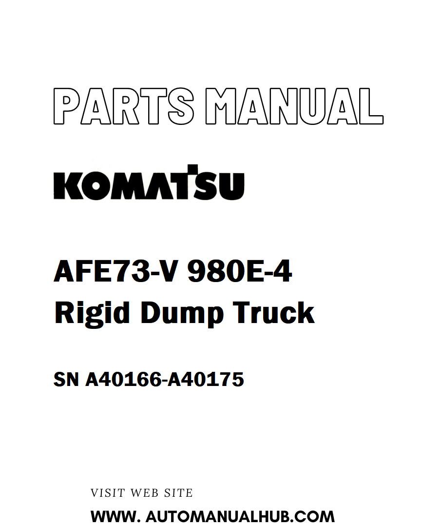 Komatsu AFE73-V 980E-4 Rigid Dump Truck Parts Manual SN A40166-A40175 - PDF