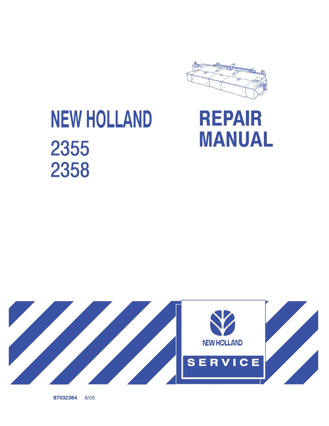 New Holland 2355, 2358 Disc Auger Header Service Repair Manual 87032364 - PDF