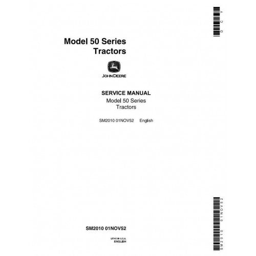 Cover page of the John Deere Model 50, 520, 530 Series Tractor Service Manual showing the model numbers and the service manual title.