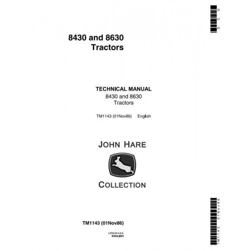 John Deere Articulated Tractors 8430, 8630 4WD Technical Service Repair Manual TM1143 - PDF