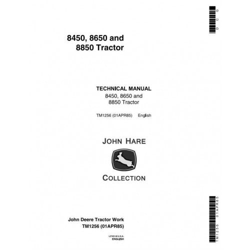 John Deere 8450, 8650, 8850 4WD Articulated Tractor Diagnostic Test & Service Repair Manual TM1256 - PDF