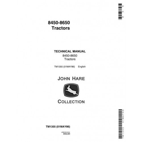 John Deere 8450, 8650 4WD Articulated Tractor Technical Service Repair Manual TM1355 - PDF
