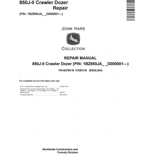 John Deere 850J-II Crawler Dozer Service Repair Manual TM14278X19 - PDF