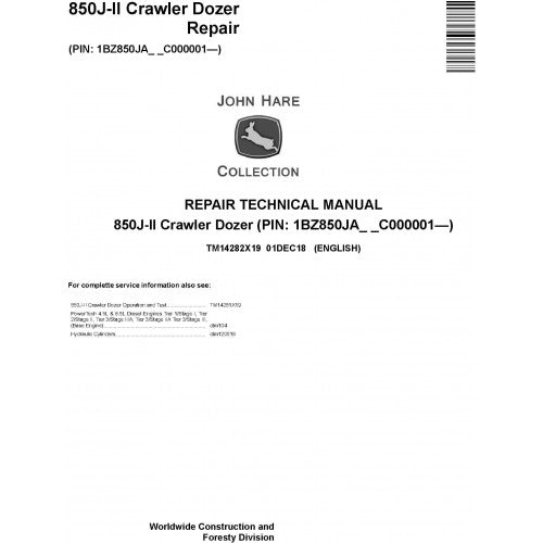 John Deere 850J-II Crawler Dozer Technical Service Repair Manual TM14282X19 - PDF
