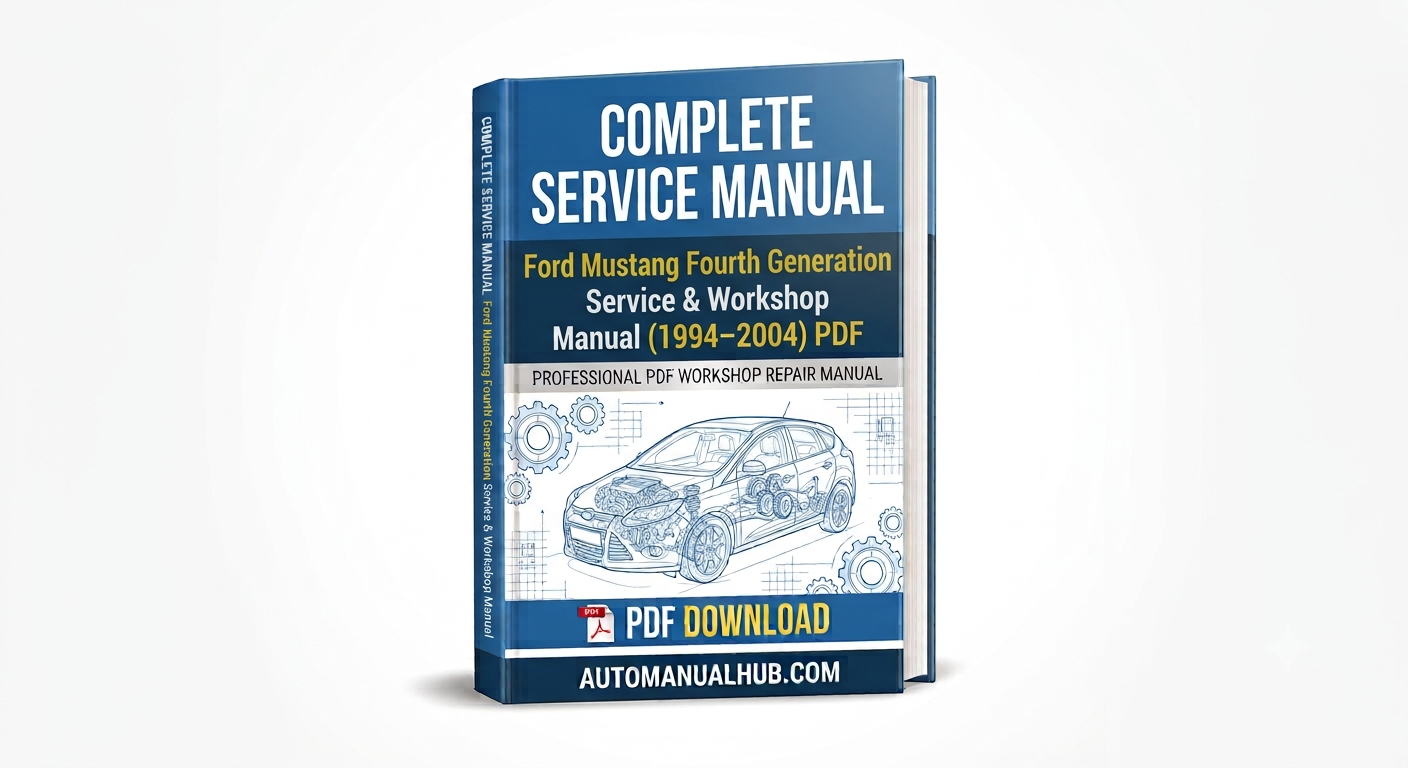Ford Mustang Fourth Generation Factory Service and Workshop Manual for 1994–2004 models covering all engine variants, wiring diagrams, diagnostics, repairs, and maintenance.