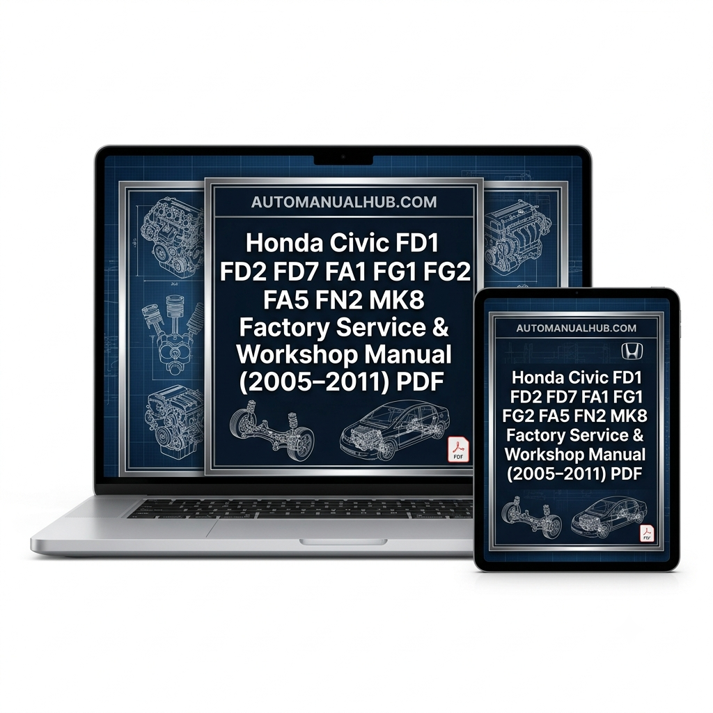 Honda Civic FD1 FD2 FD7 FA1 FG1 FG2 FA5 FN2 MK8 Factory Service and Workshop Manual for 2005–2011 models covering engine, gearbox, wiring diagrams, diagnostics, repairs, and maintenance.