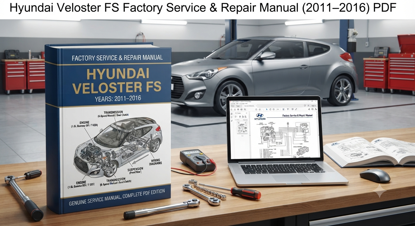 Hyundai Veloster FS Factory Service and Repair Manual for 2011–2016 models with maintenance procedures, wiring diagrams, diagnostics, electrical systems, and workshop repair information.