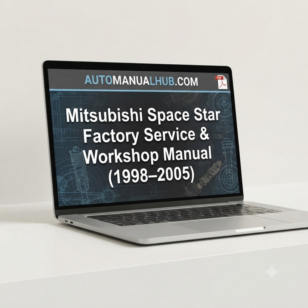 Mitsubishi Space Star Factory Service and Workshop Manual for 1998–2005 models covering engine, gearbox, axles, electrical systems, wiring diagrams, diagnostics, maintenance, repairs, and rebuild procedures.