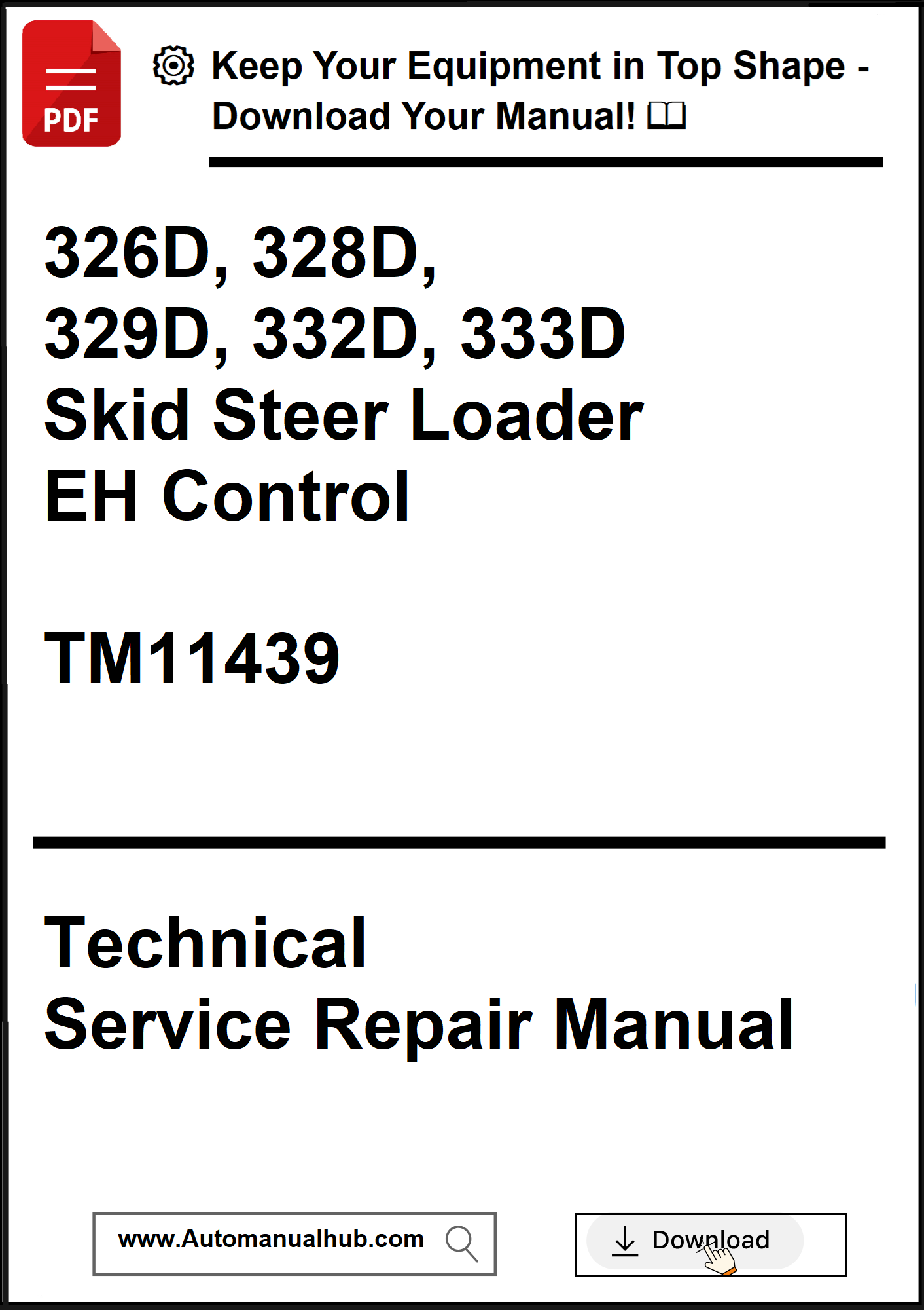 Technical service repair manual for skid steer loaders with download options.