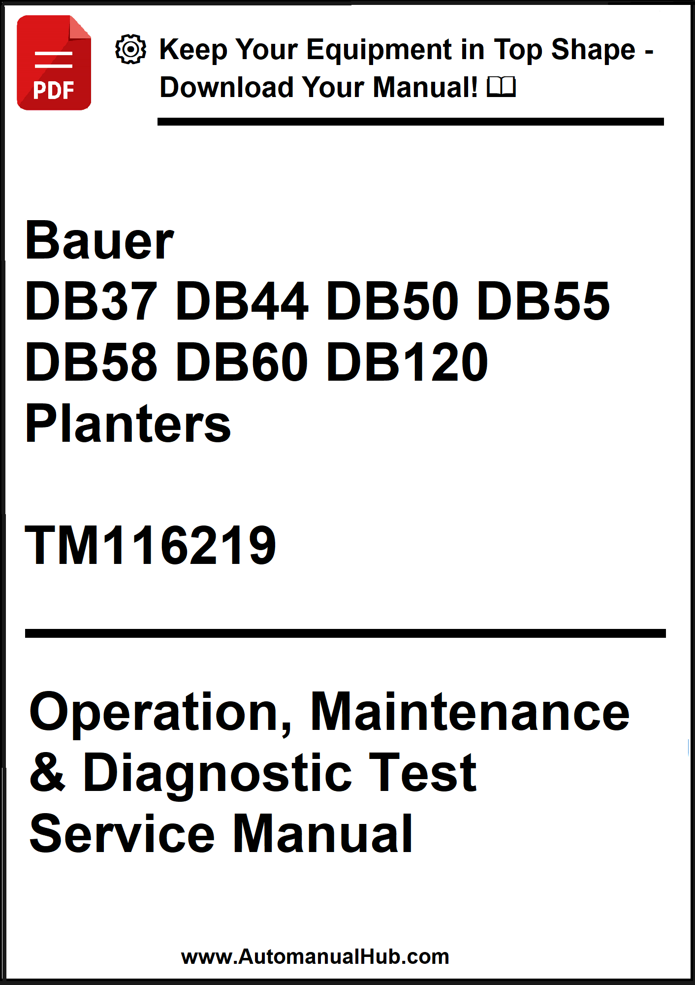 Manual cover for Bauer planters with text on a white background