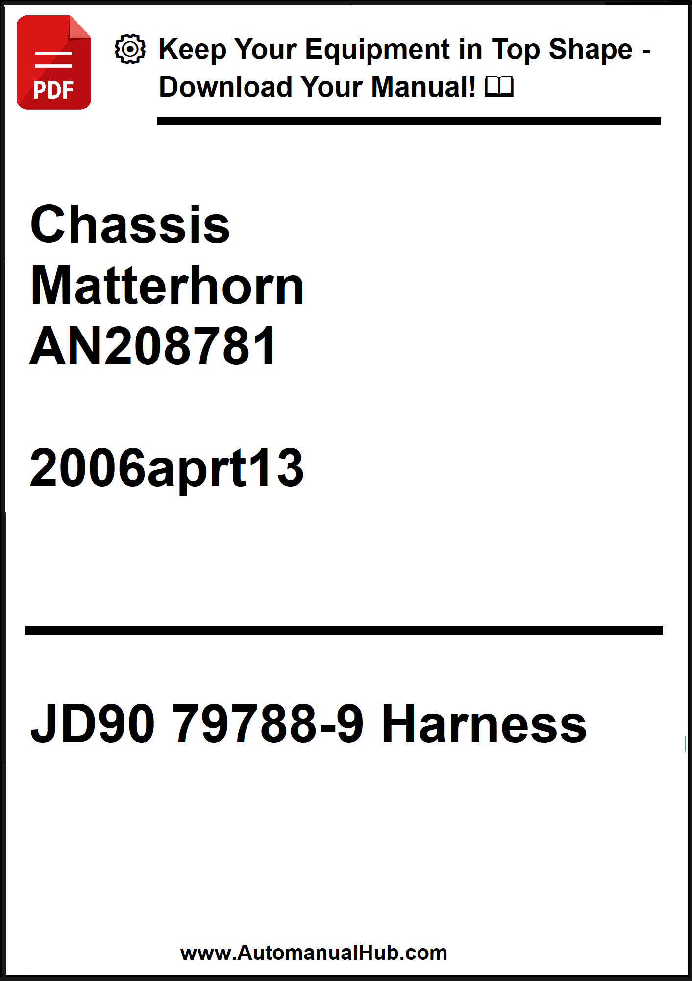 Technical document for Chassis Matterhorn AN208781 with product details and a call to action to download a manual.