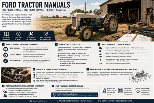 Ford tractor service and repair manuals with maintenance, repair and restoration information