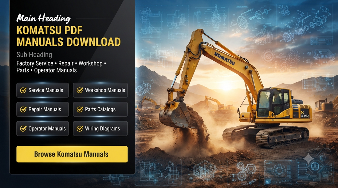 Komatsu PDF Service Manuals, Workshop Manuals, Repair Manuals, Parts Catalogs and Operator Manuals for Heavy Equipment