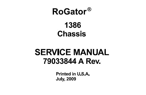 AGCO AG-CHEM 1386 ROGATOR CHASSIS SERVICE REPAIR MANUAL PDF DOWNLOAD