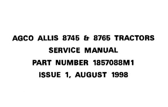 AGCO ALLIS 8745 , 8765 TRACTOR SERVICE REPAIR MANUAL PDF DOWNLOAD