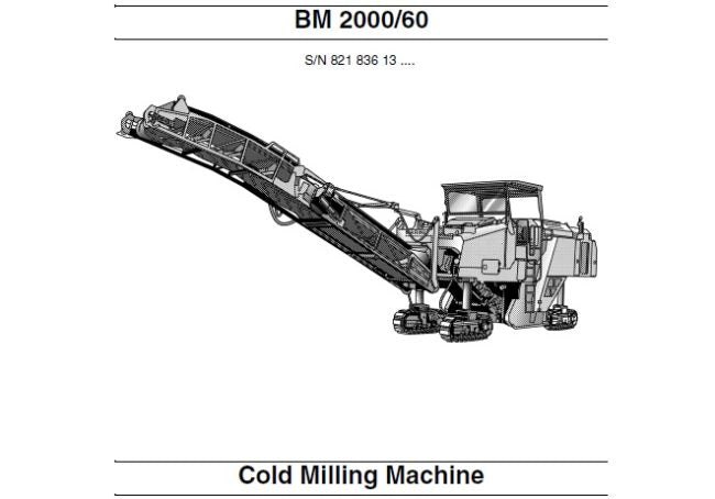 BOMAG BM 2000, 60 COLD MILLING MACHINE SERVICE REPAIR MANUAL PDF DOWNLOAD