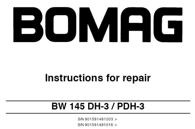 BOMAG BW 145 DH-3, PDH-3 SINGLE DRUM ROLLER SERVICE REPAIR MANUAL PDF DOWNLOAD