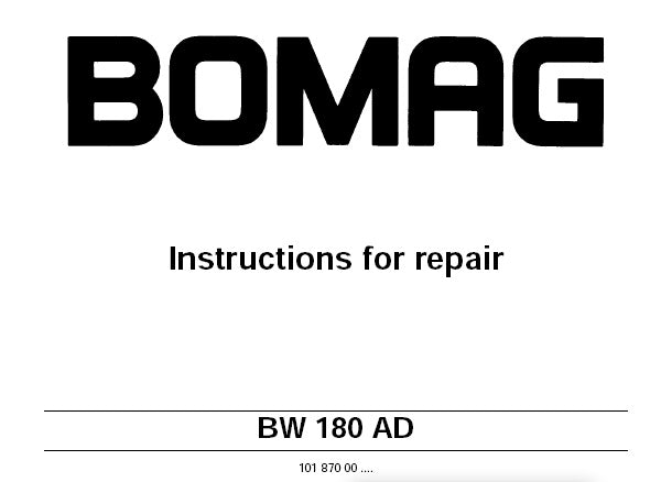 BOMAG BW 180 AD TANDEM VIBRATORY ROLLER SERVICE REPAIR MANUAL PDF DOWNLOAD