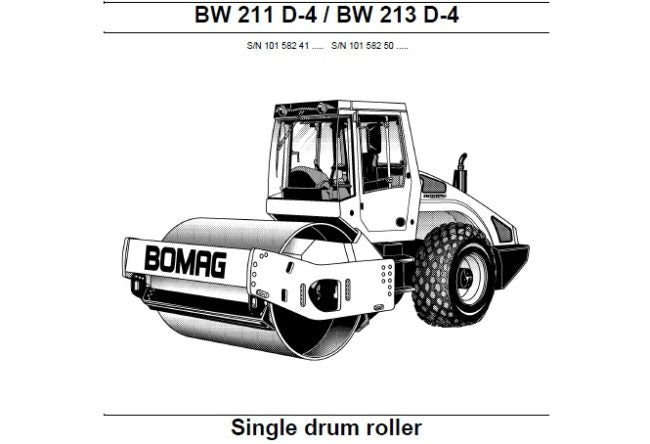 BOMAG BW 211 D-4, BW 213 D-4 SINGLE DRUM ROLLER SERVICE REPAIR MANUAL PDF DOWNLOAD