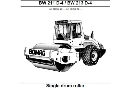 BOMAG BW 211 D-4, BW 213 D-4 SINGLE DRUM ROLLER SERVICE REPAIR MANUAL PDF DOWNLOAD