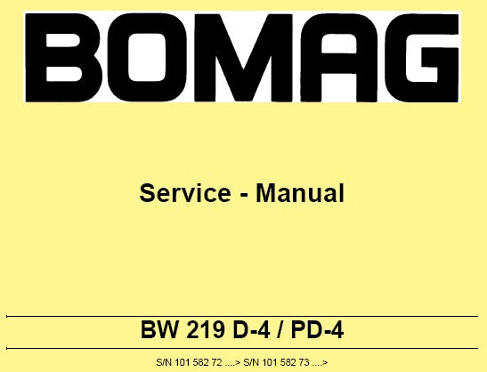 BOMAG BW 219 D-4, PD-4 SINGLE DRUM ROLLER SERVICE REPAIR MANUAL (DEUTZ BF6M 2012 C) PDF DOWNLOAD