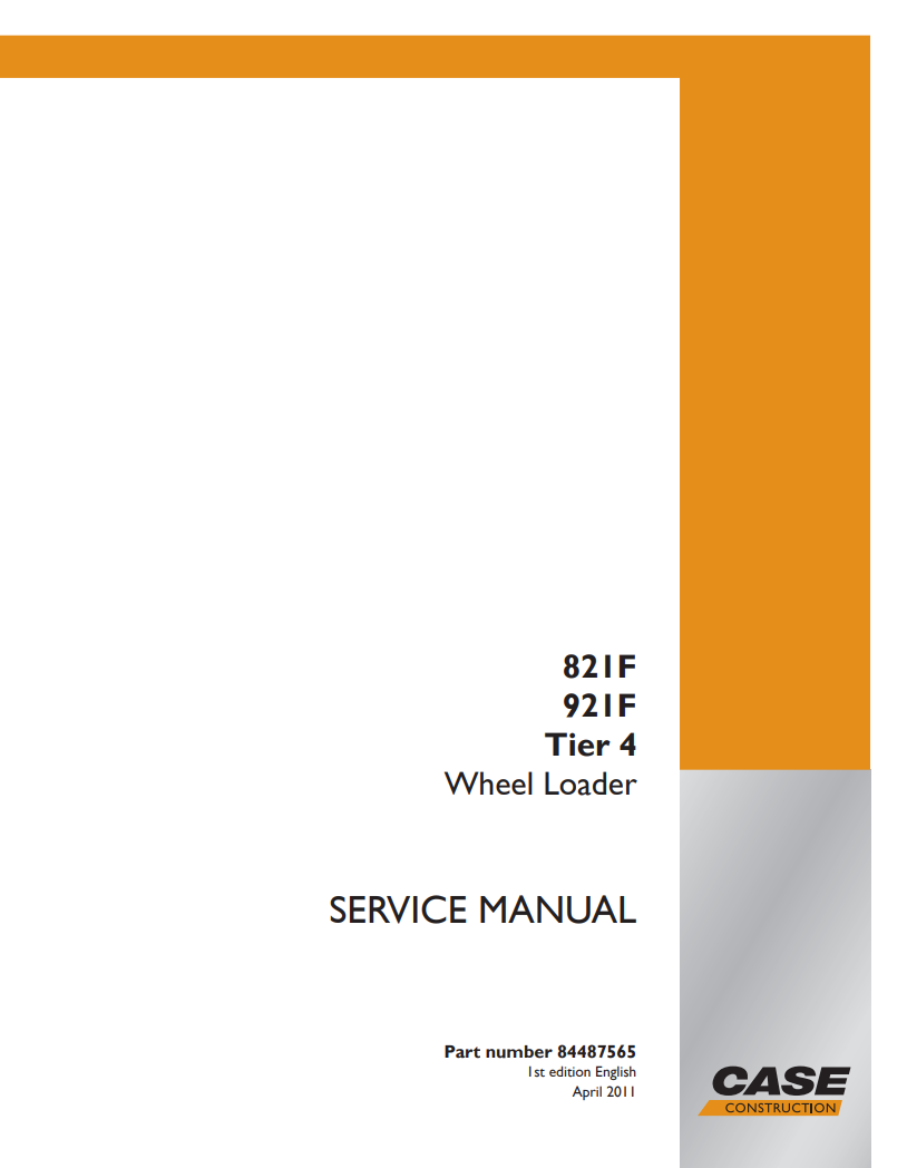 CASE 821F, 921F Tier 4 Wheel Loader Service Repair Manual 84488414 84487565 PDF