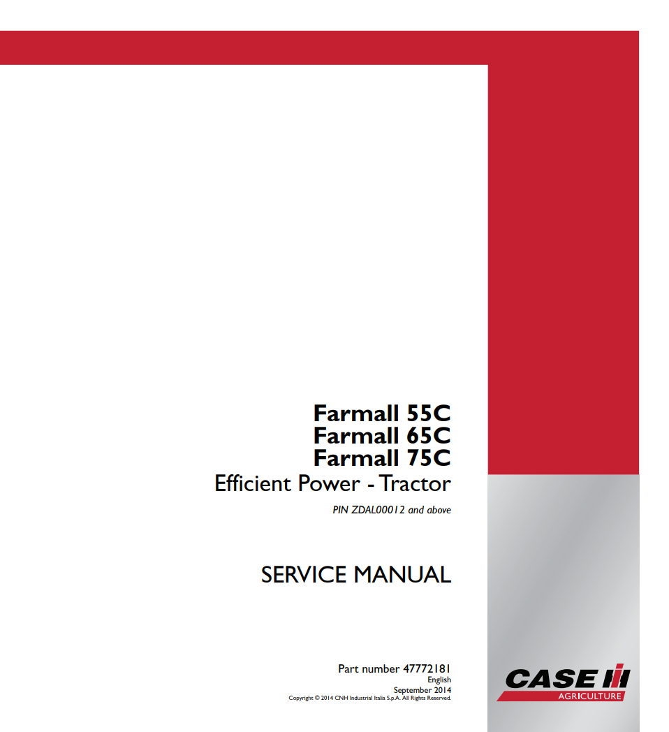 Case IH Farmall 75C Efficient Power Tractor Service Repair Manual 47711472 PDF