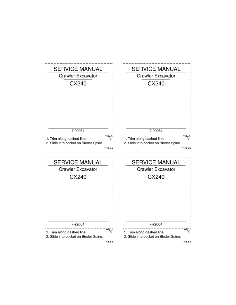 Case CX240 Crawler Excavator Service Repair Manual 7-29051 PDF