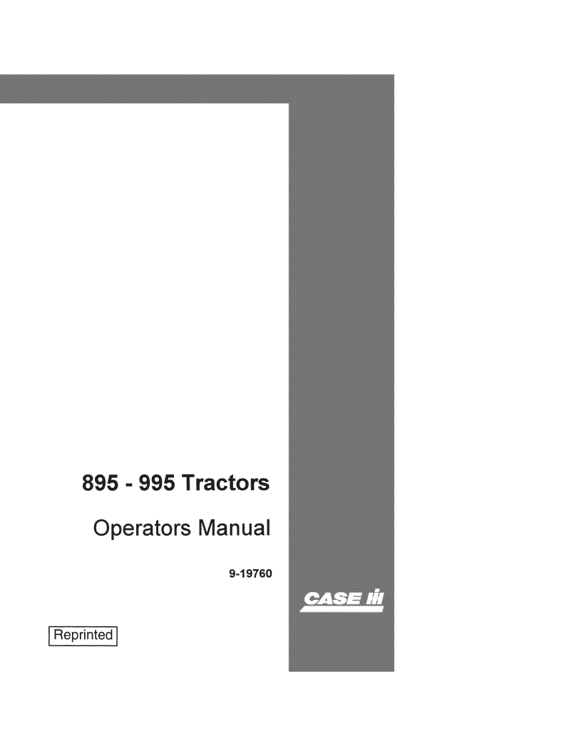 Case IH 895, 995 Tractor Operator’s Manual 9-19760 PDF