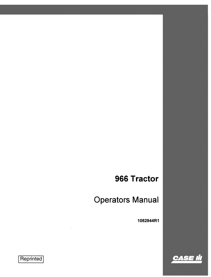 Case IH 966 Tractor Operator’s Manual 1082944R1 PDF