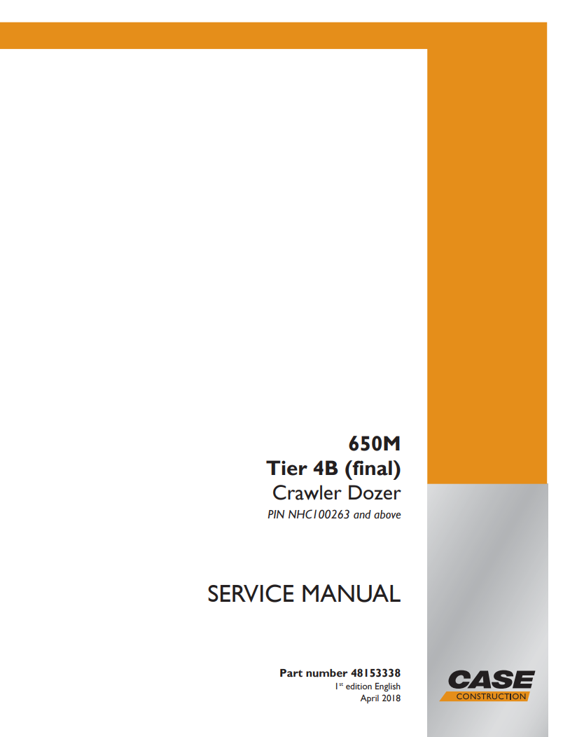 Case 650M Tier 4B (final) Crawler Dozer Service Repair Manual 48153338 PDF