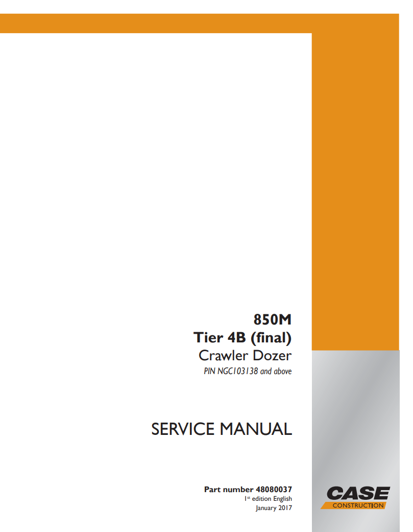 Case 850M Tier 4B (final) Crawler Dozer Service Repair Manual 48080037 PDF