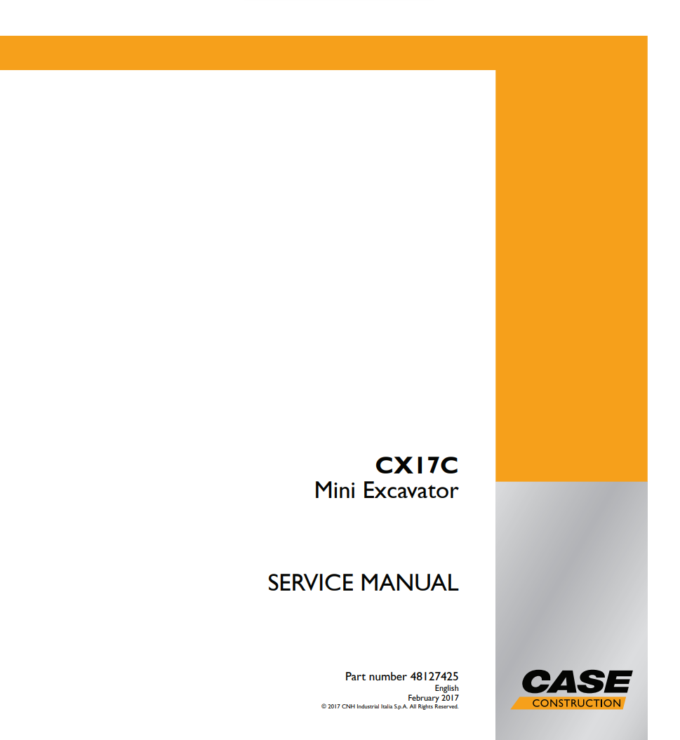 Case CX17C Tier 4A Mini Excavator Service Repair Manual 48127425 PDF