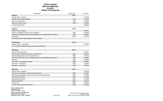 Case 521D Wheel Loader Service Repair Manual PDF