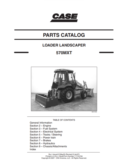 Case 570MXT Loader Landscaper Parts Manual PDF