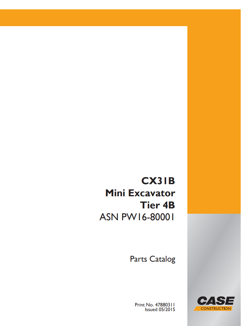 CASE CX31B Tier 4B Mini Excavator Parts Manual PDF – AutoManualhub